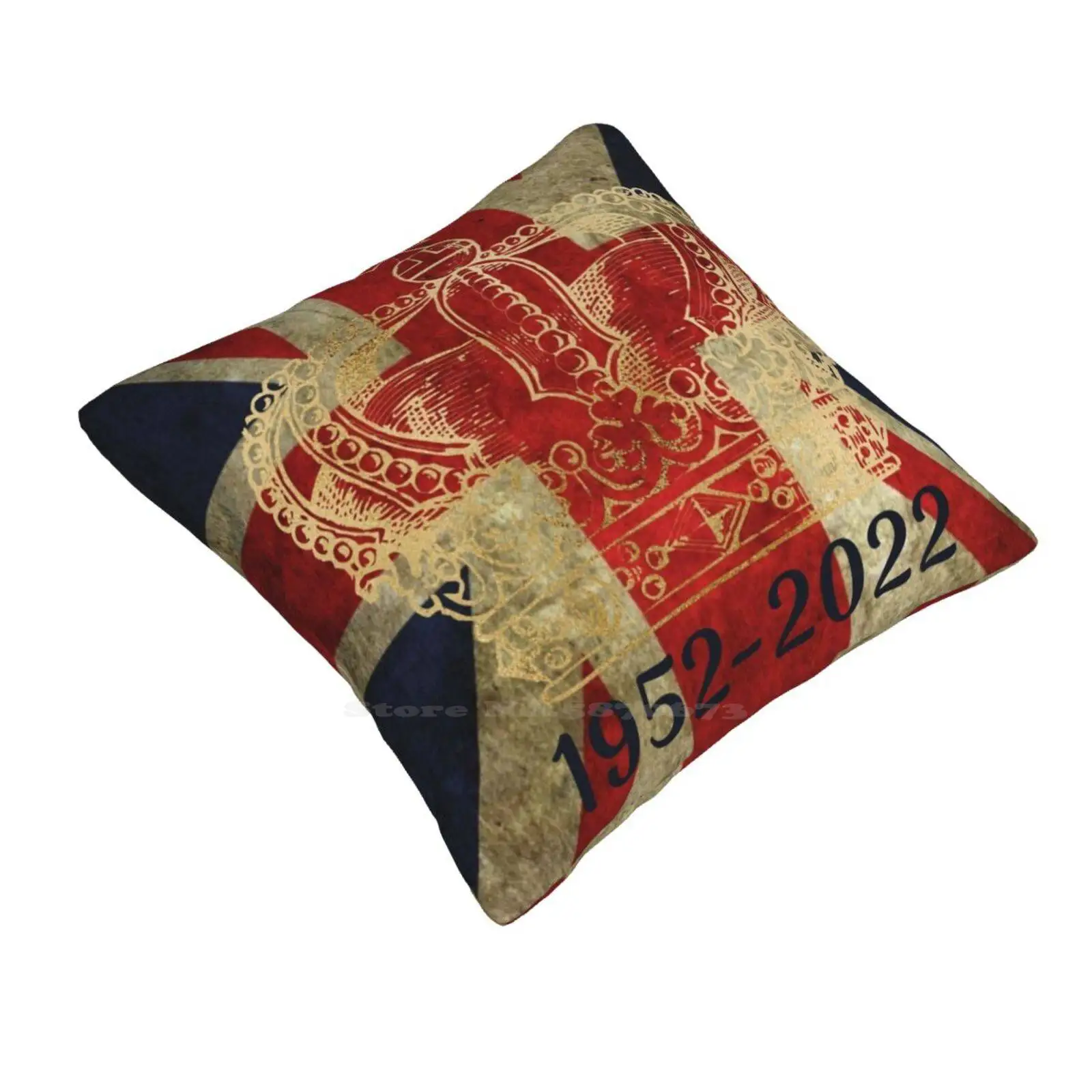 Platinum Jubilee Funny Cute Decor Square Pillowcase Queen Elizabeth Ii Platinum Jubilee 70 Years On Jack Flag And The Crown