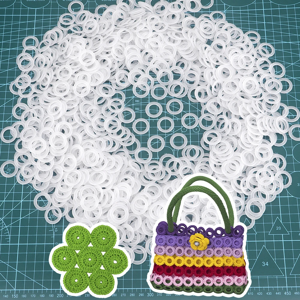 200pcs DIY Weaving Circle Rings Template, White Plastic Hollow Round Pattern Mold, Knitting Accessories, Crochet Crafting Tool