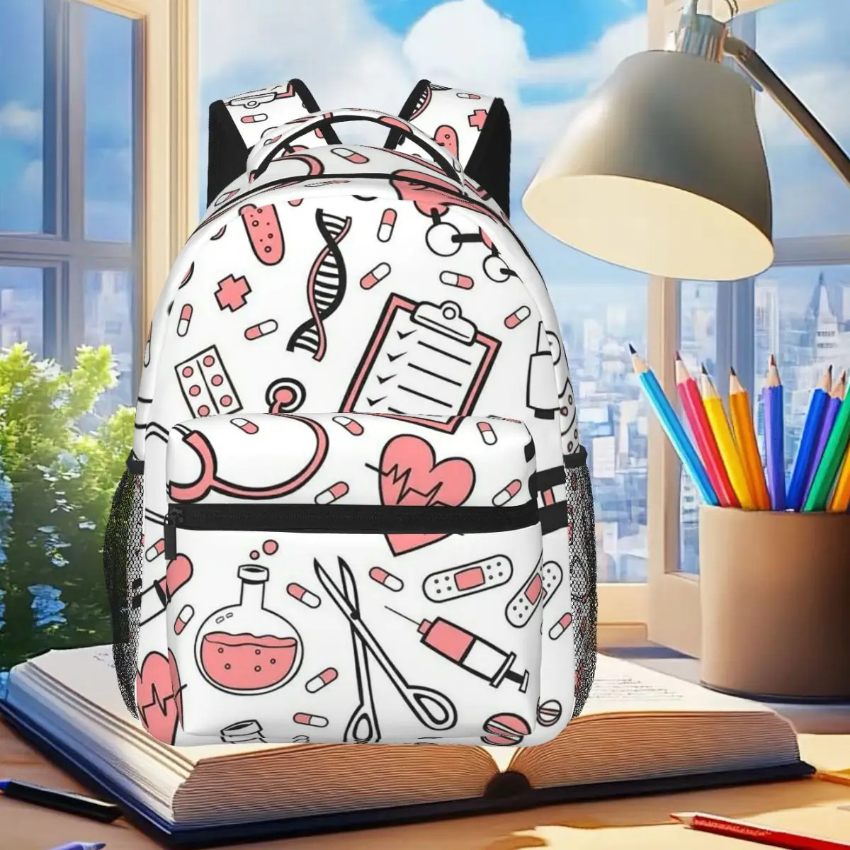 Enfermera En Apuros Doctor Nurse Medical Backpack Student Boys Girls BookBag Children School Bag Computer Shoulder Bags