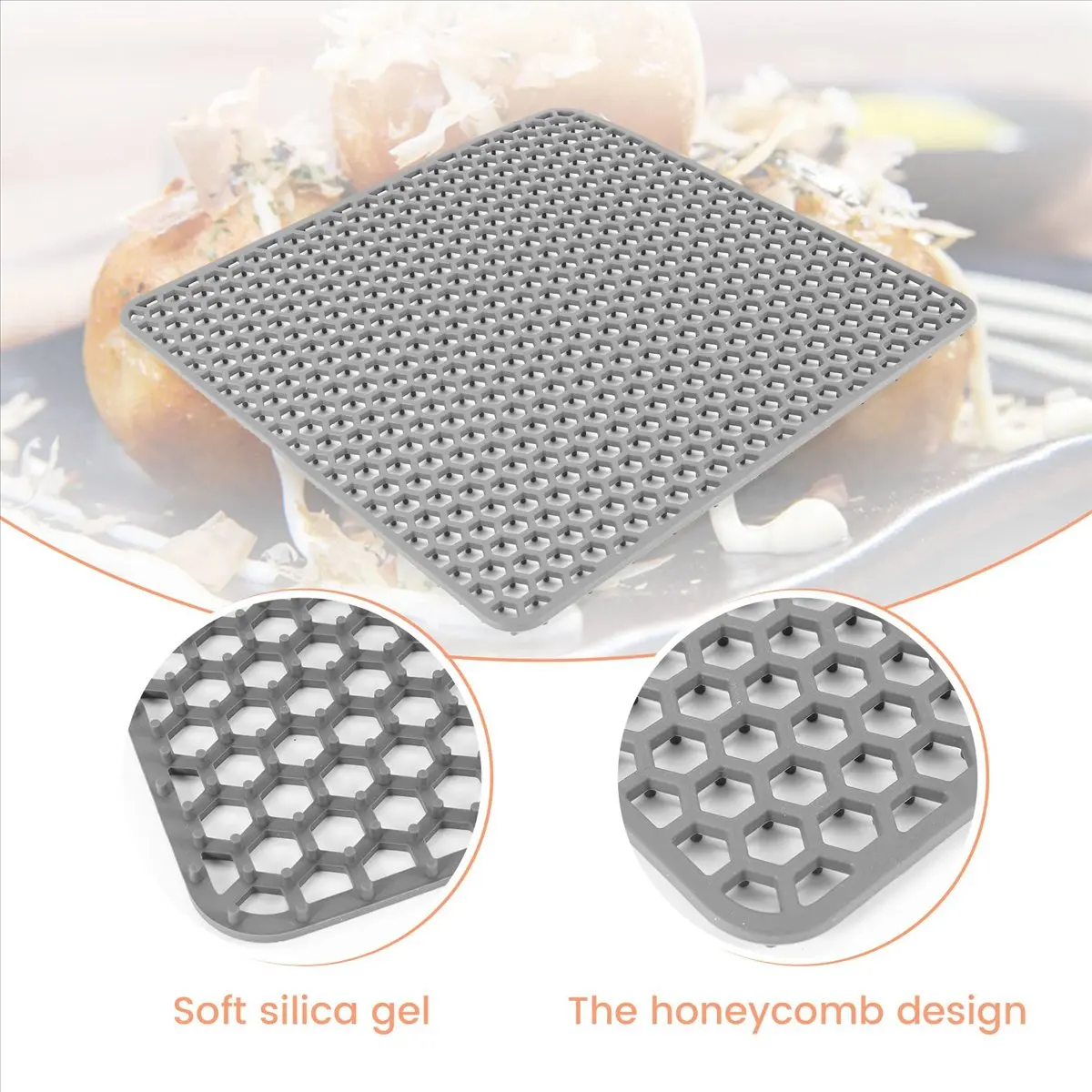 wilwill Silicone Sink Protector Mats,Dish Drying Mat Counter Protector, for Kitchen Utensils and Dishes(Gray)