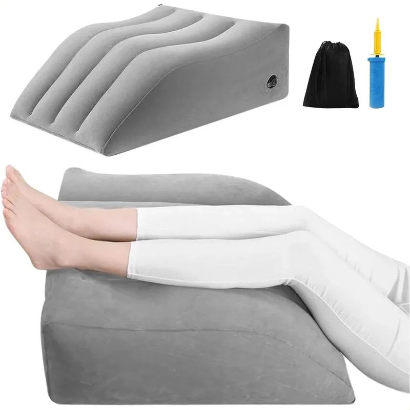 Portable Inflatable Leg Elevation Pillow with Air Pump & Storage Bag Leg Rest for Swelling Circulation Post-surgery Sleep Travel