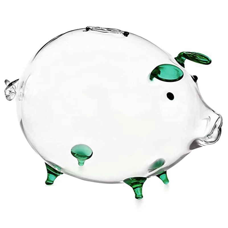 Pig Piggy Money Boxes Coin Saving Box Transparent Glass Souvenir Birth,