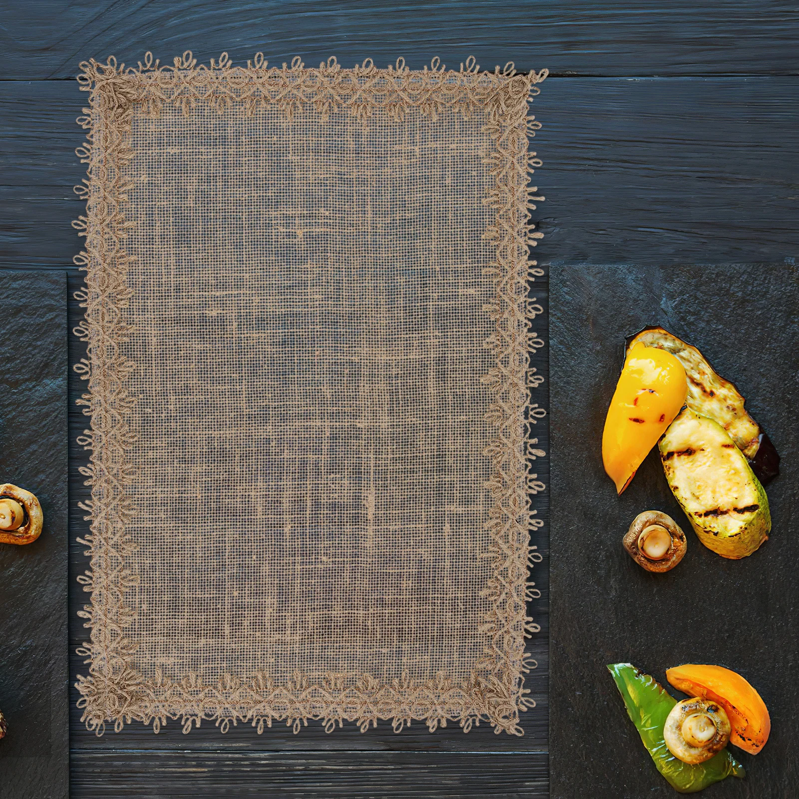 

4Pcs Natural Jute Placemats 45x30cm Heat Resistant Tassel Table Mats Rustic Dining Kitchen Thanksgiving Christmas