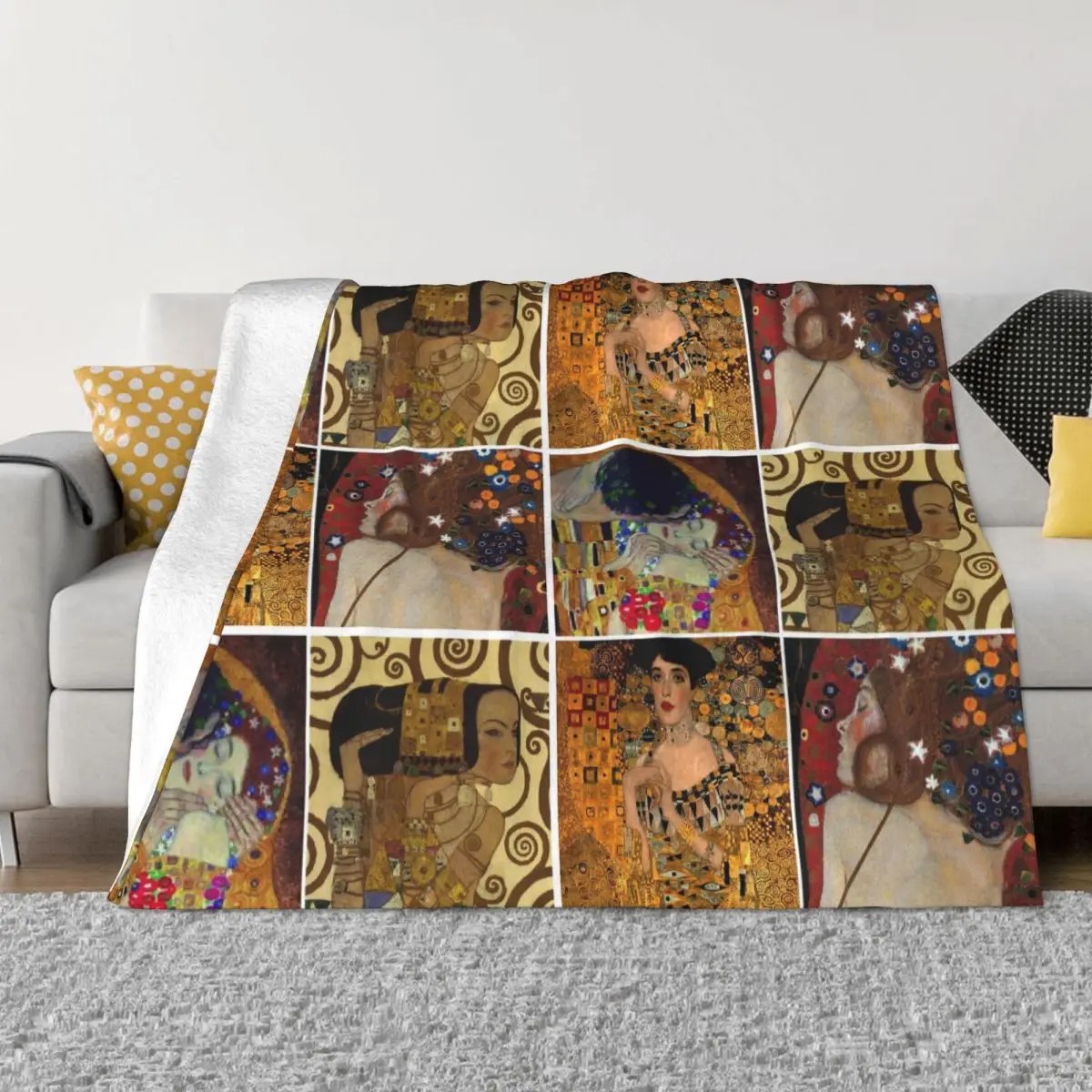 Gustav Klimt Freyas Blankets Tree Of Life The Kiss Adele Bloch-Bauer Lady Fleece Soft Throw Blankets for Bedding Lounge Winter