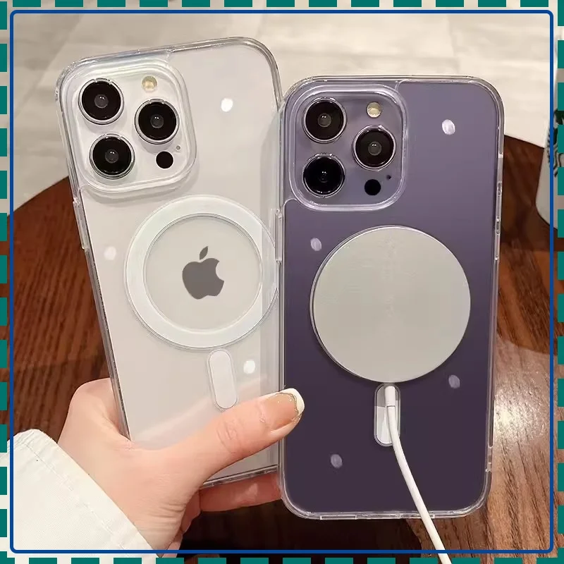 

Magnetic Attraction Acrylic Full Cover Transparent Mobile Phone Case For Apple 17 Pro Wholesale