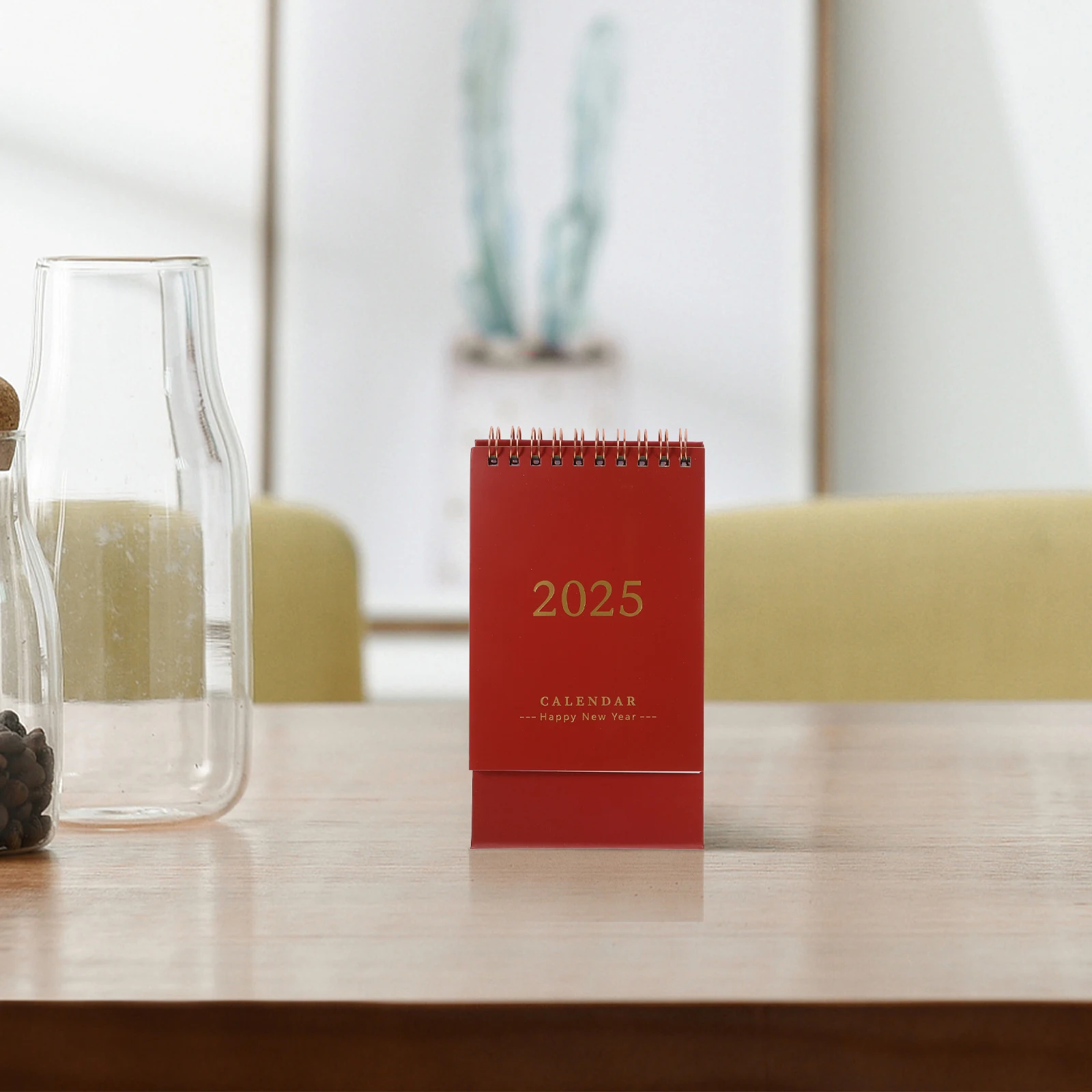 

Small Desk Calendar 2024-2025 Mini Standing Flip Chinese Planner Spiral Bound Freestanding Monthly Scheduler For Office School