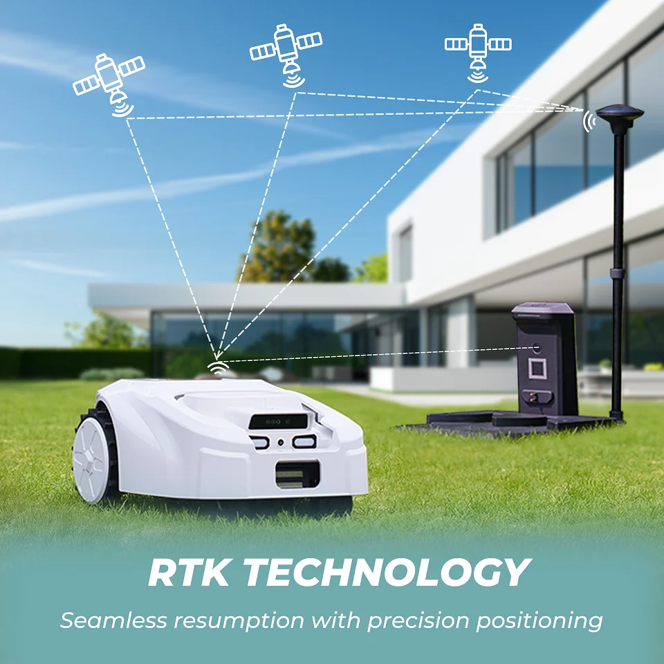 

2025 Peripheral Wireless Robot Mower Global Positioning System RTK Automatic Robot Garden Mower 1000 square meters, zigzag