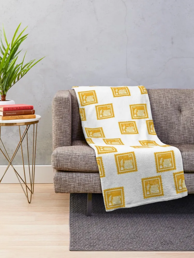 English Yellow Gold & White Stamps College Literature Writer Major Creative Writing Poetry Graduate School Class B Throw Blanket