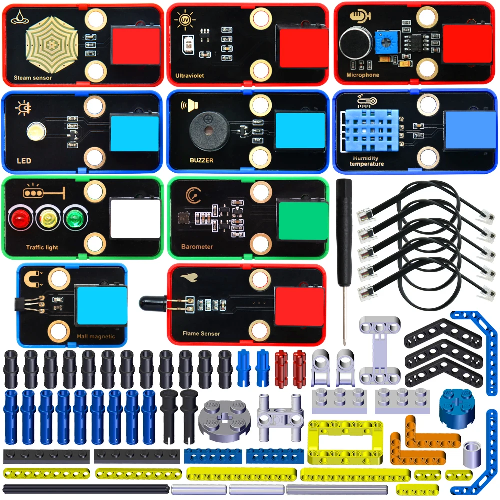 Kidsbits STEM Electronic Building Blocks Mini Meteorological Station Kit Adapted Legos With Boards KidsUNO KidsIOT And Kidspico