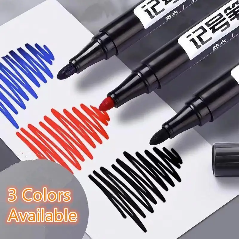 Picture 5: 10Pcs Waterproof Oil-based Marker Pen Quick Dry Black Blue Red Ink Permanent For Metal Glass Stationery Art School Supply