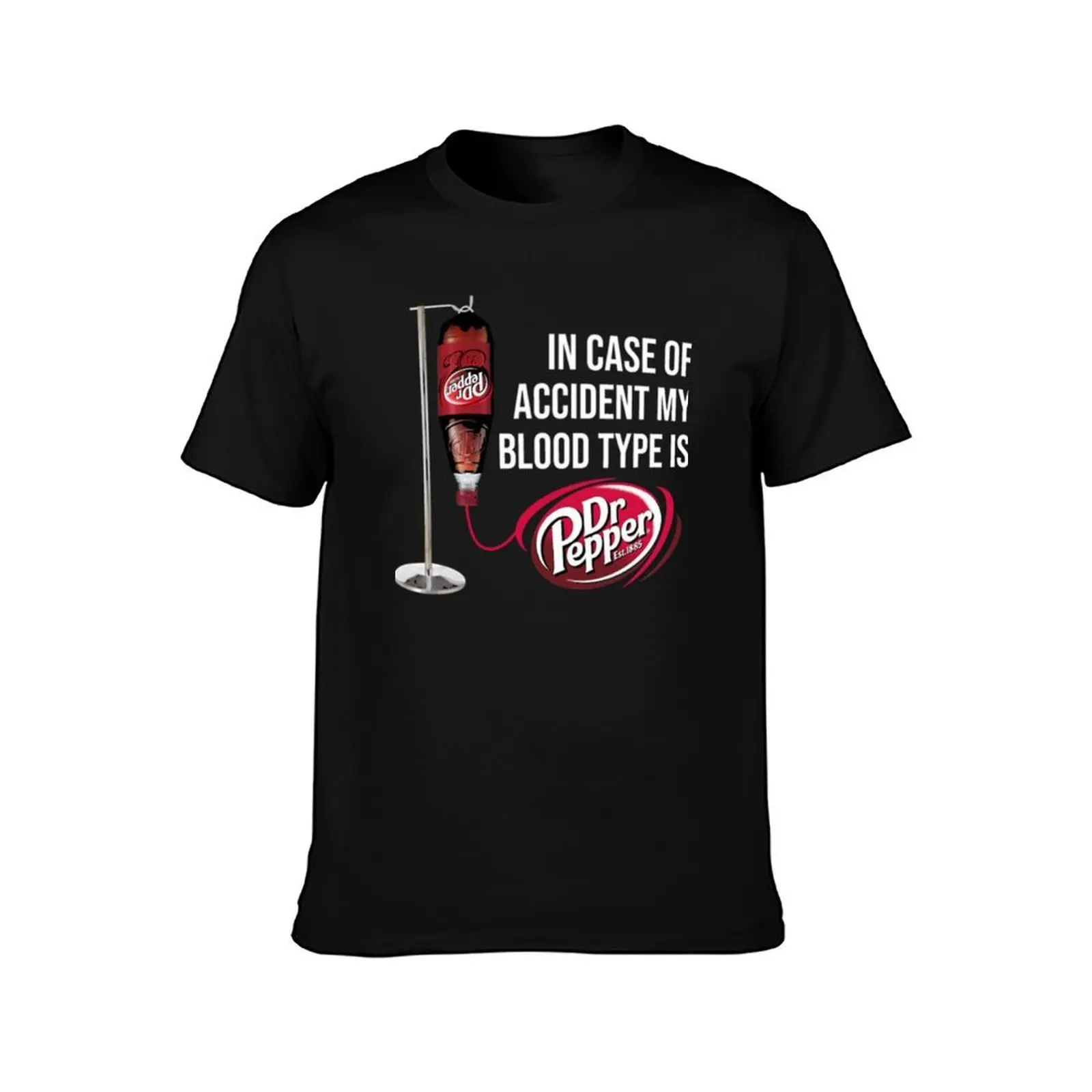 in Case of Accident My Blood Type is Dr Pepper T-Shirt, Summer Casual Cotton Tee, Oversized Streetwear Tops, Unisex Men Women