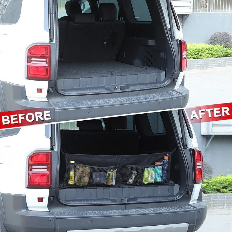Car Trunk Storage Bag Auto Trunk Organizer String Luggage Net Holder Pocket For Toyota Land Cruiser Prado 250 J250 LC250 2024+
