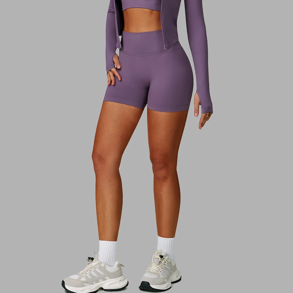 

Женские бесшовные однотонные спортивные шорты для йоги с высокой талией и подъемом бедер, спортивные шорты для велоспорта и фитнеса, женские шорты для йоги для тренировок