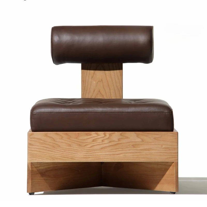 

High-End Niche Furniture Modern Minimalist Living Room Leather Single Sofa Balcony Light Luxury Leisure Chair