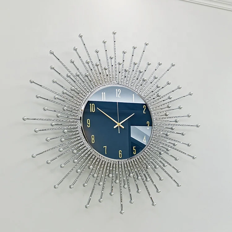 Modern Light Luxury Sun-shaped Diamond Art Wall Clock Home Decoration Silent Wall Clock Wall Art