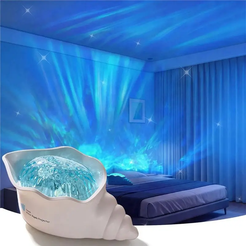 [HOT!A34R】 Conch Ocean Wave Light Projector, Colors Changing Lamp