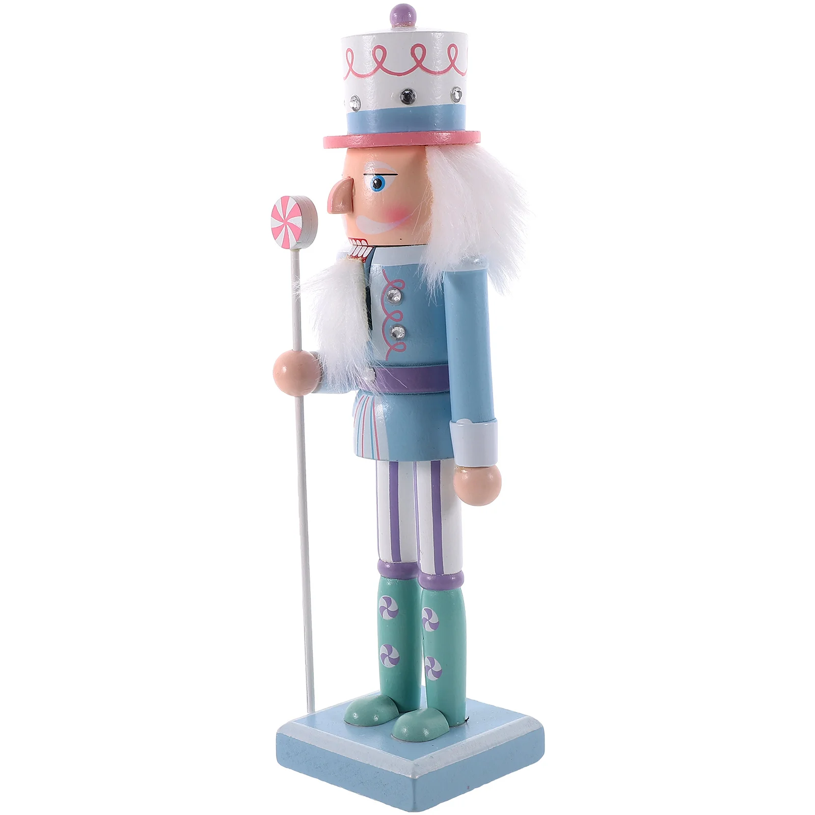 25Cm Wooden Christmas Nutcracker Soldier nament Figurine Miniature Decor Candy Blue Statue Gift Home Decor