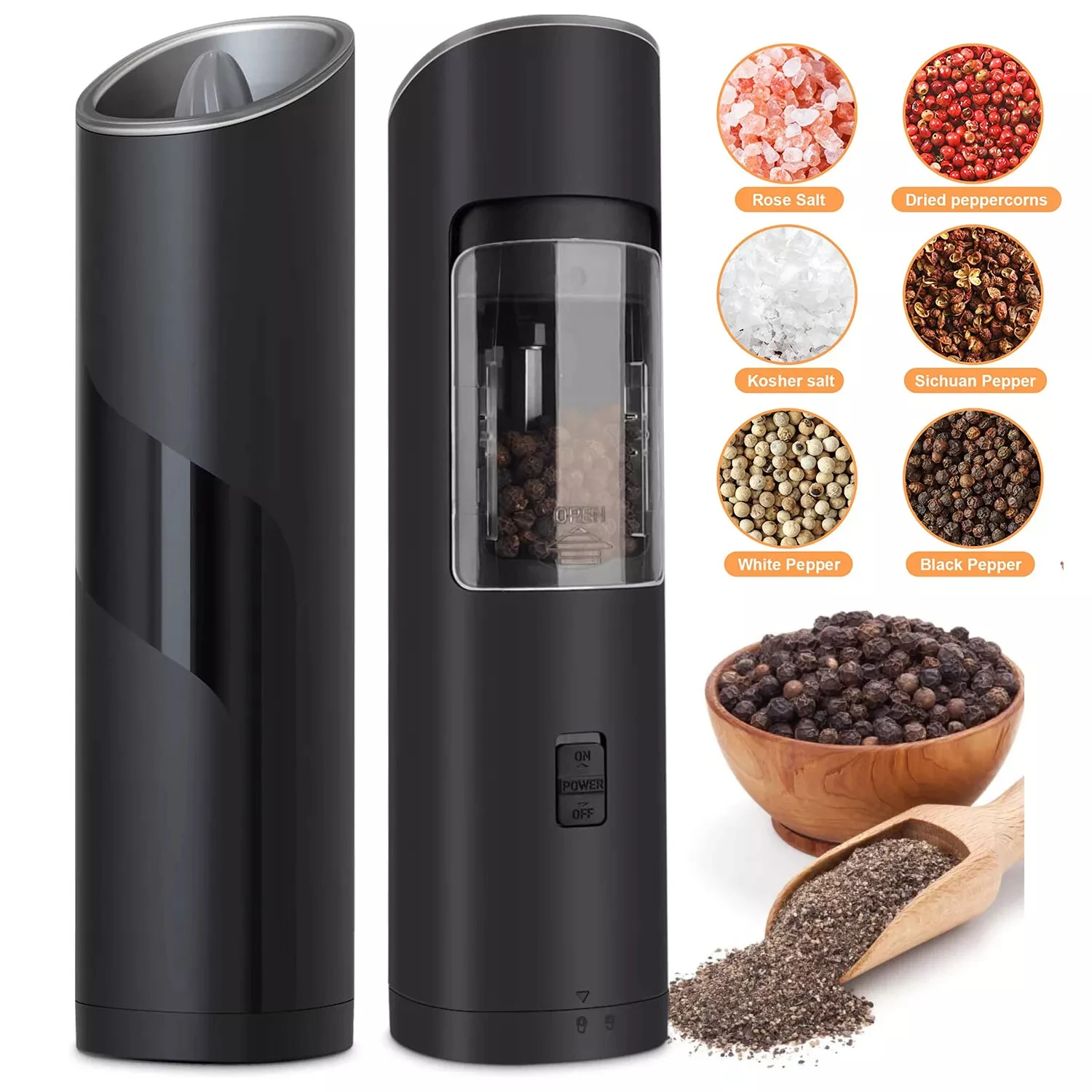 

1/2pcs Electric Salt and Pepper Mill Grinder Gravity Automatic Spice Grinder Kitchen Grinding Tool Mills molinillo de pimienta