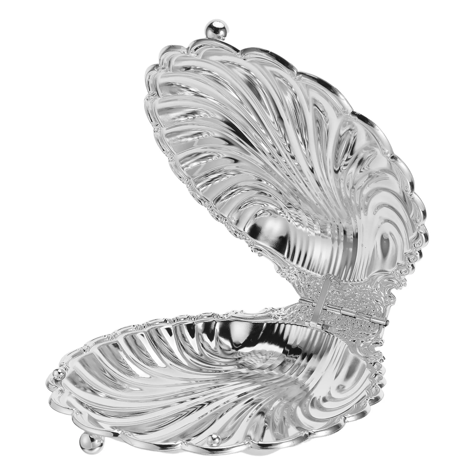 

Серебряный металлический поднос-чаша в форме ракушки с крышкой для фруктов, закусок, десертов, орехов, ретро-декор для стола