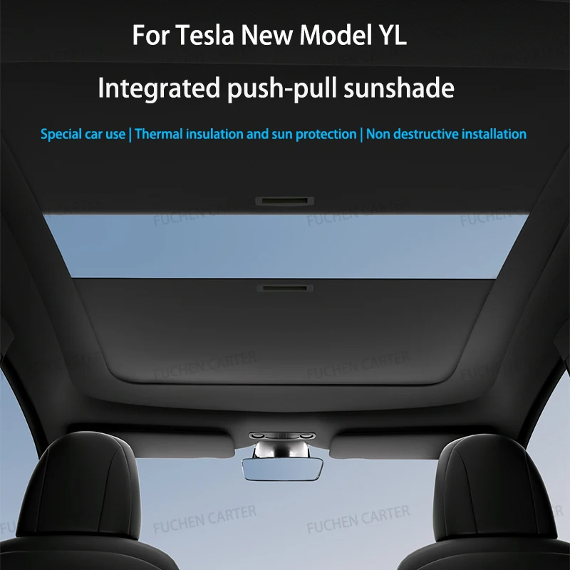 New Retratable Sunshade For Tesla Model YL Y Juniper 2026 Roof Shade Scroll Original Sun Visor Roof UV Protection Car Accessorie