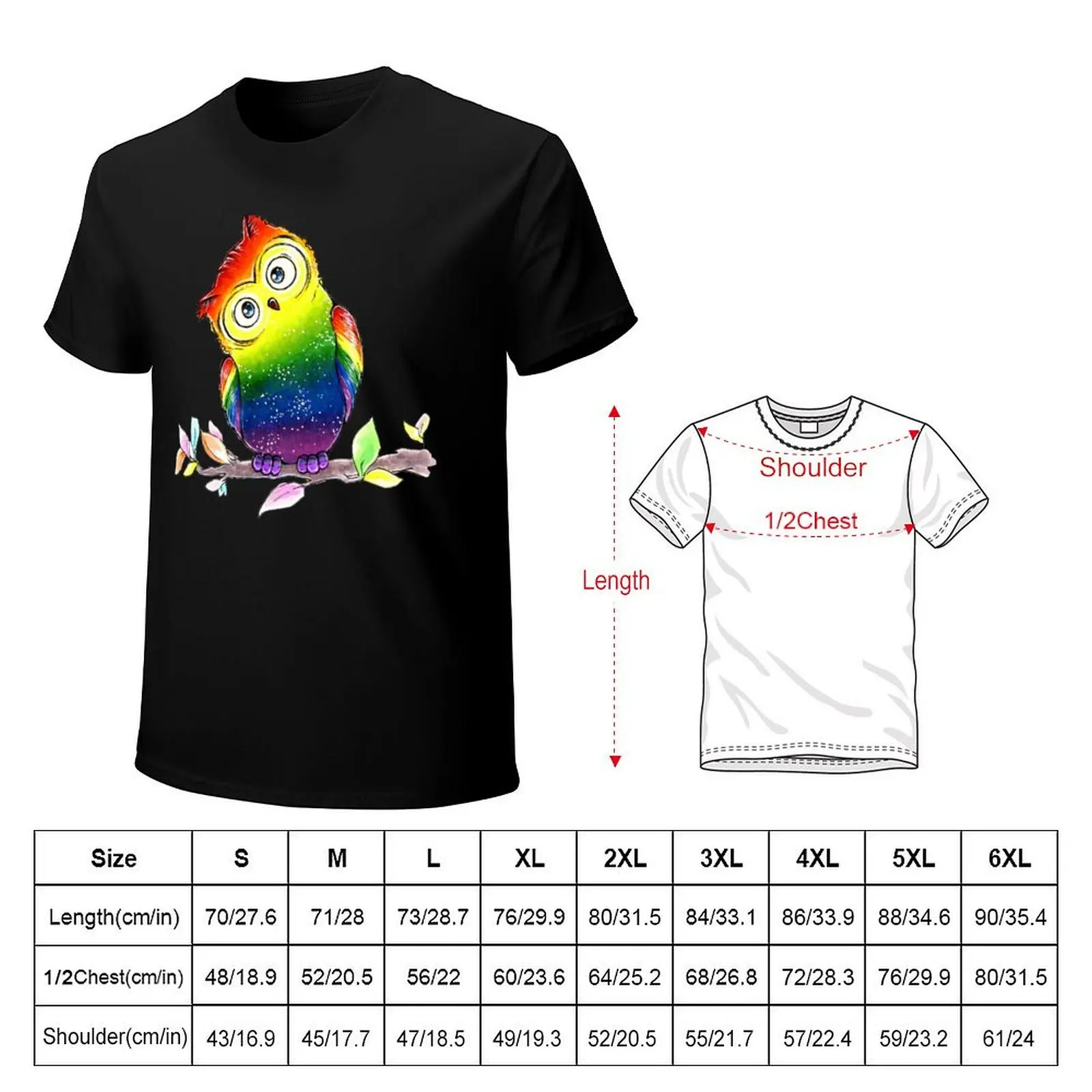Great rainbow owl T-Shirt Work Outdoor Short Sleeve Tee