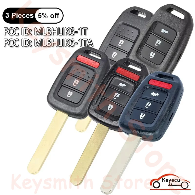 

KEYECU 2 3 4 Btns 313.8MHz 433MHz ID47 Chip for Honda Accord CR-V Civic Crosstour HR-V Remote Key Fob MLBHLIK6-1T MLBHLIK6-1TA