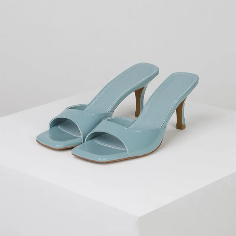 Summer Women Sandals 2025 Fashion Square Toe Ladies Slippers Open Toe Luxury Dress High Heels Sexy Casual Prom Sandals for Women image 3