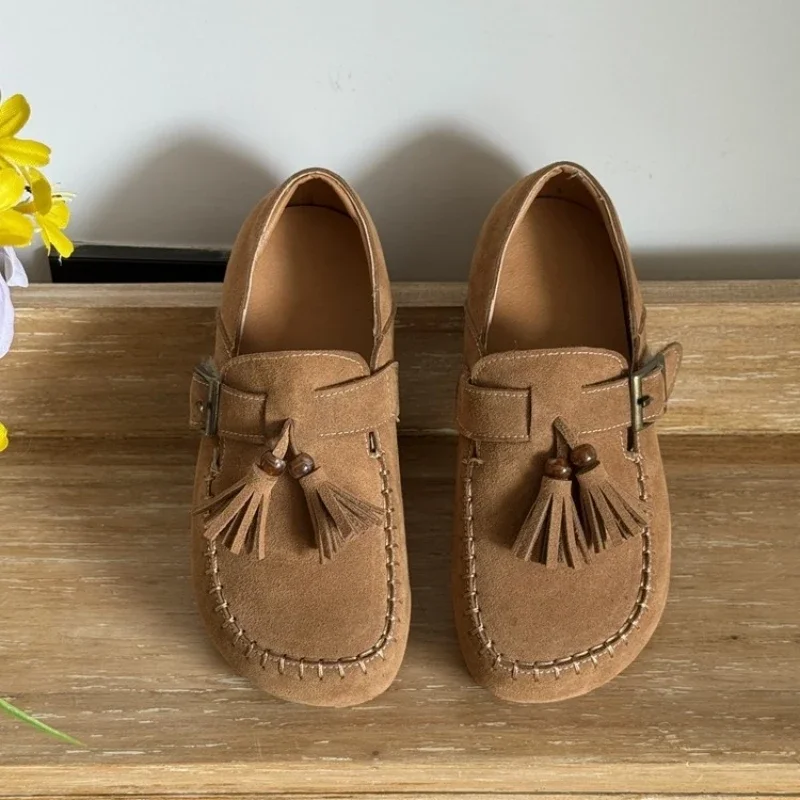 

Fashion Tassel Girls Moccasin-gommino Spring Autumn High-quality Suede Leather Children Casual Shoes Cowhide Kids Flats