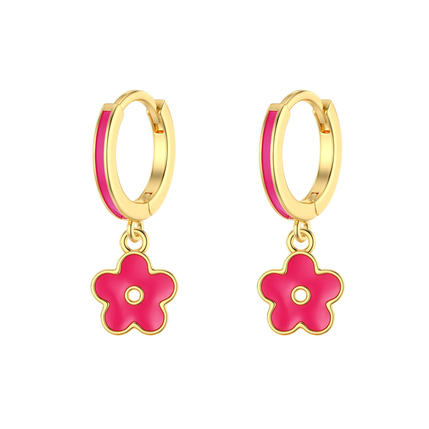 Boucles d'oreilles pendantes roses brillantes pour enfants, petite fleur, fantôme chic, cadeau pour fille, mignon, automne, printemps