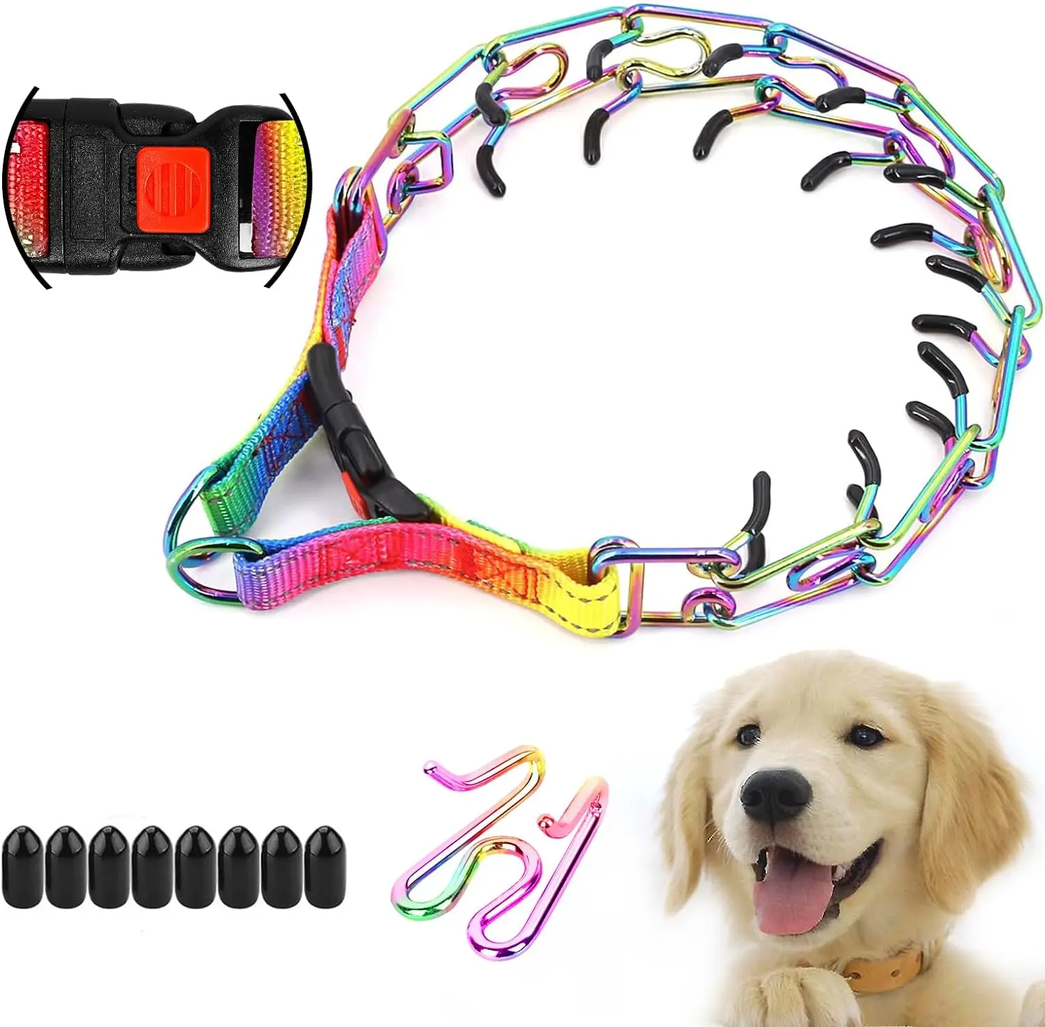 

Metal Super Dog Prong Pinch Training Collar Adjustable Dog Training Collar with Quick Release Buckle for Small Medium Large Dogs