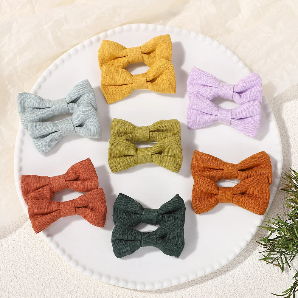 40pcs 어린이 무작위 컬러 활 머리핀 면화 헤어 클립 소녀 사랑스러운 Bowknot Hairgripe 유아 머리 장식 아기 헤어 액세서리