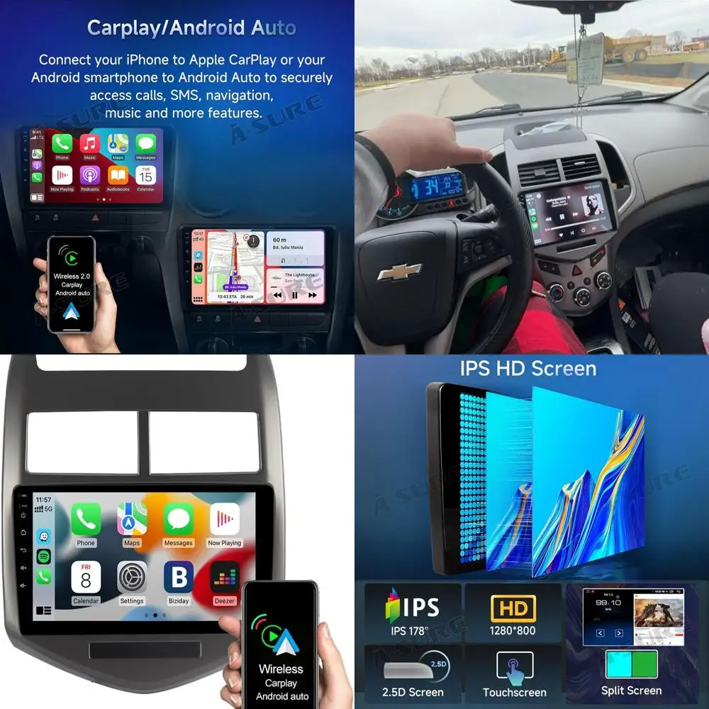 

9 inch Car Stereo Radio Upgrade for Chevy Sonic Aveo 2012-2016,4Core 2G+64G Android Car GPS Navigation Unit with Wireless Carpla