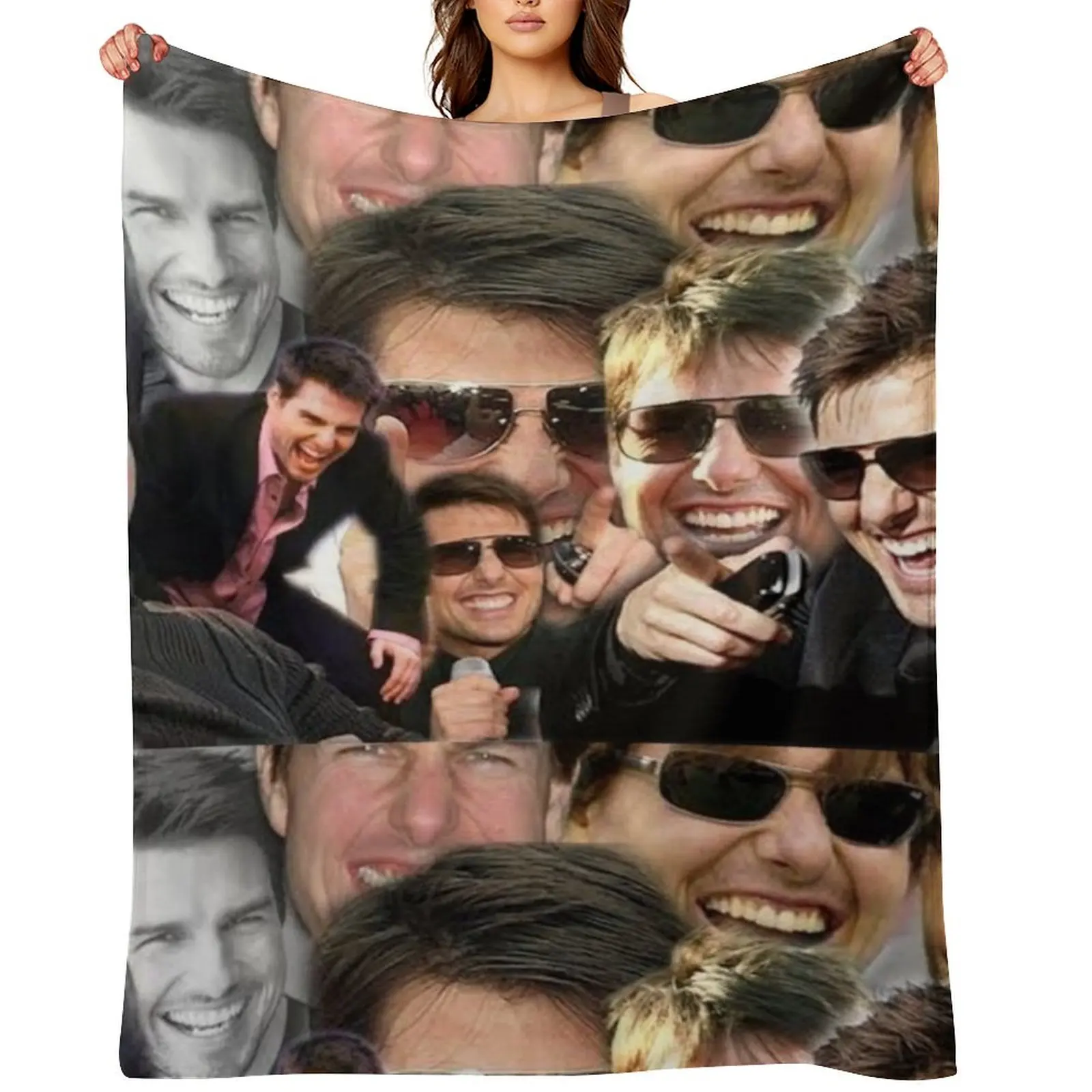tom cruise laughing meme photo collage Throw Blanket Giant Sofa Sofa Throw valentine gift ideas Personalized Gift Blankets