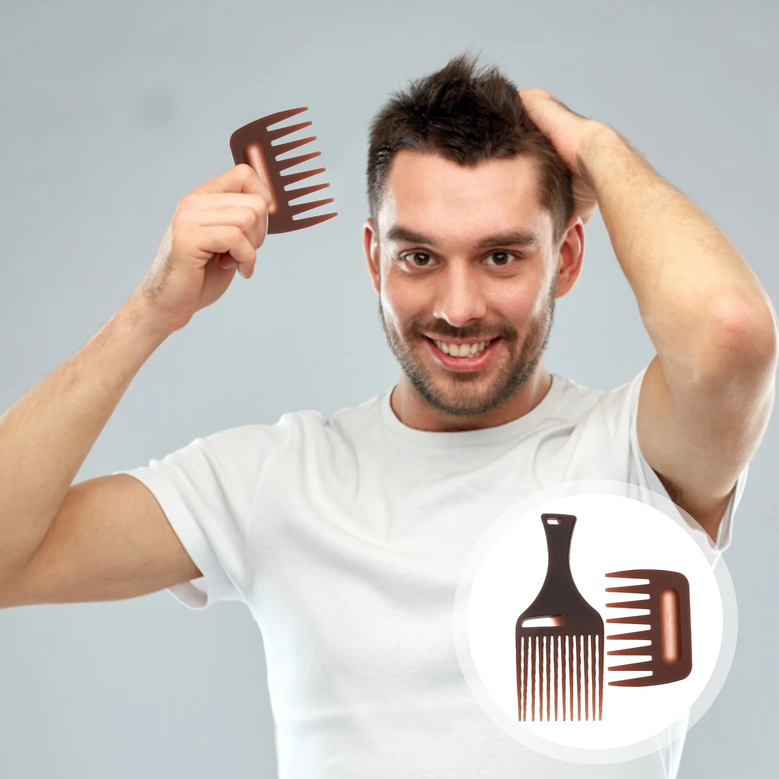 

2 Pcs Bristle Hair Styling Comb Rake Detangler for Curly Coffee Plastic Cutting Miss