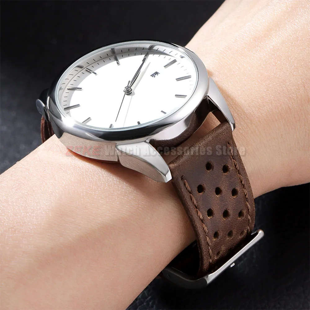 Vintage-Uhrenarmband aus echtem Leder, 18 mm, 20 mm, 22 mm, universell für Herren und Damen, Rindslederarmbänder, atmungsaktives Armband für Seiko Herrenarmband – Detail 6