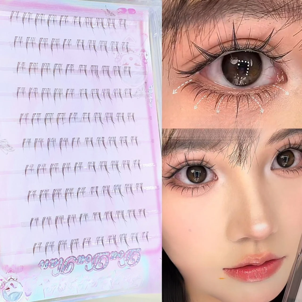 

10 Rows Korean Idol Lower Eyelashes Individual Cluster Lashes Tea Brown Natural Simulation Photogenic False Eyelash for Beginner