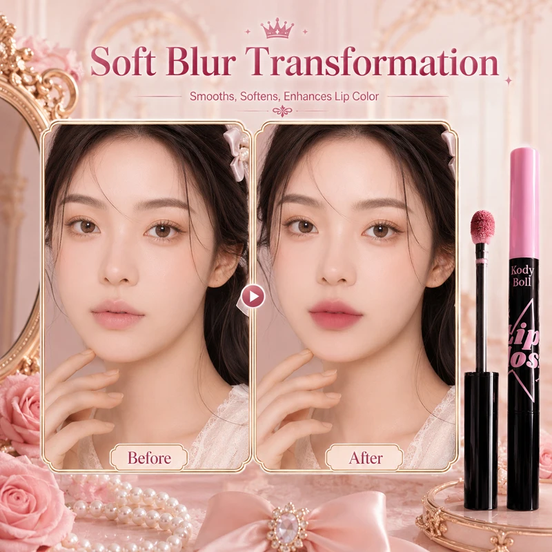 Kody Boll 6 Colors Cushion Matte Lip Tint Velvet Lip Mud Sponge Tip Applicator Waterproof Long Lasting Smudge Proof Lipstick Pen