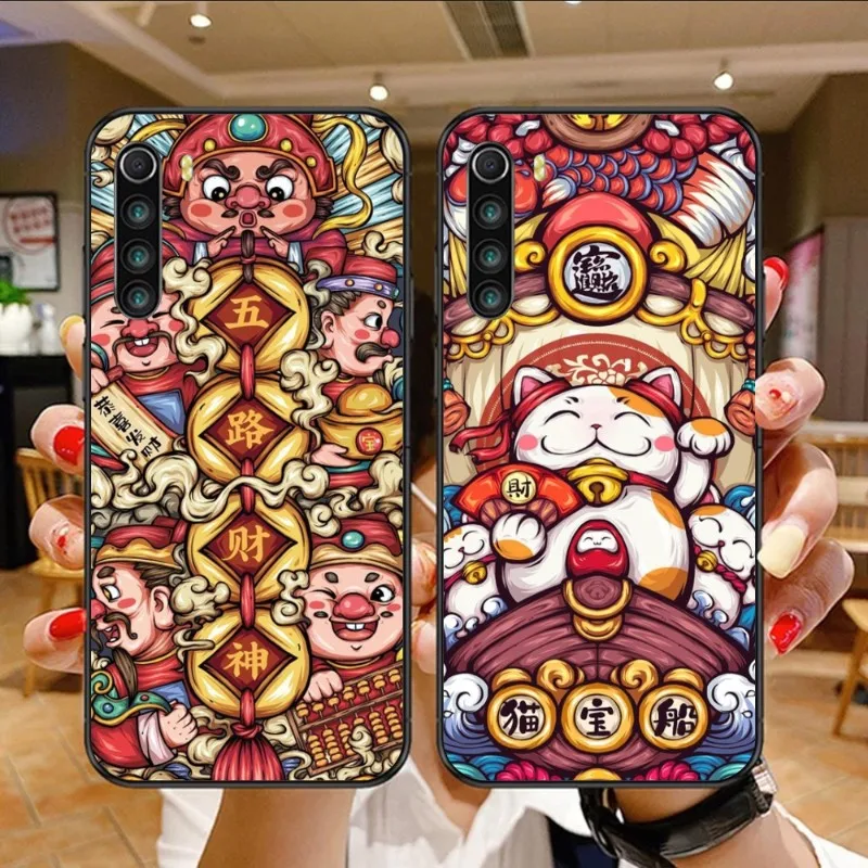 Chinese God of Wealth Cell Phone Case for Xiaomi Mi 13 12 12S 12T 11T 10T 9T Lite Pro Ultra Poco F3 F4 F5 X4 GT Black Cover