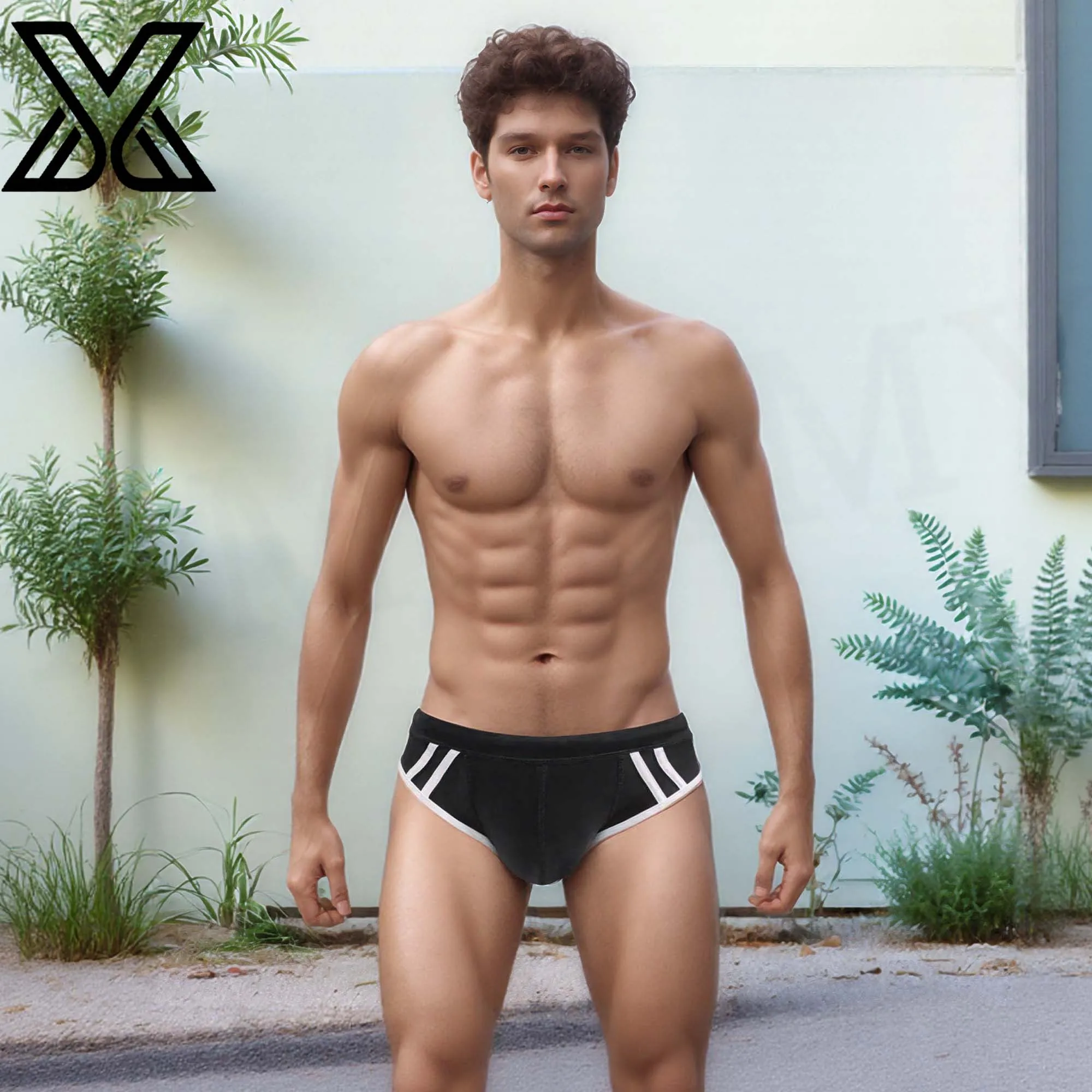 

XMJXMY Sexy and fashionable men's large capacity nylon quick drying swim trunks, low waist sports beach surfing swim trunks