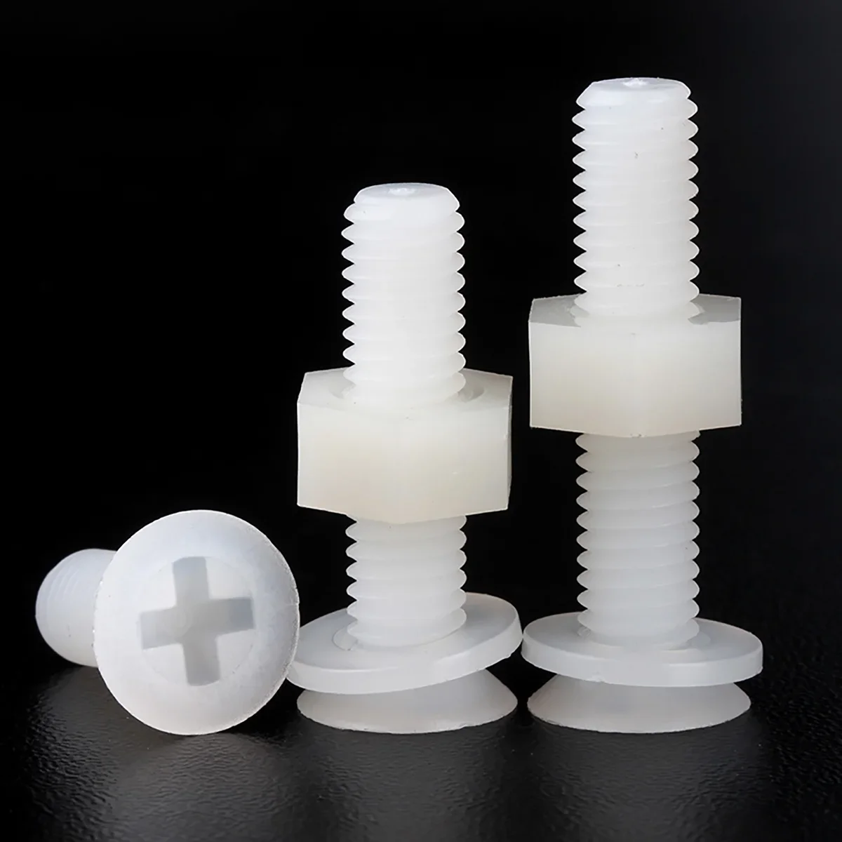 Black / White Nylon Countersunk Head / Flat Head Screw Nut Gasket Set M2-M8/Phillips Screws