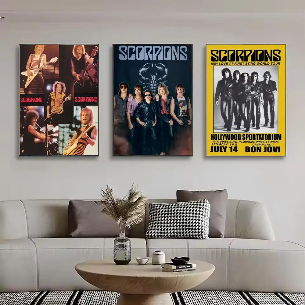Hard Rock S-Scorpions Band Heavy Metal Painting Calligraphy Canvas Poster Wall Art for Bedroom Living Room Home Decor Gift