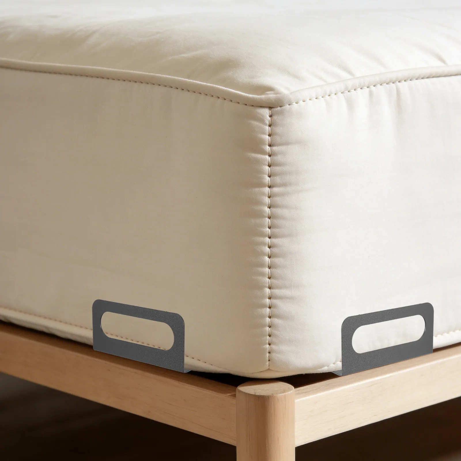2Pcs Non Slip Mattress Stabilizer Bar Heavy Duty Metal Bed Frame Mattress Retainer Sofa Cushion Stopper Prevent Sliding Grey