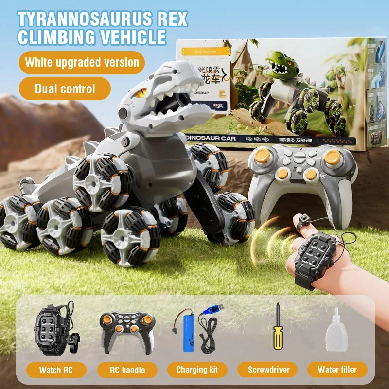 Voiture d'escalade dinosaure télécommandée 2.4G, jouet pour enfants 4WD RC cascadeur dérive hors route, montre de voiture, contrôle de détection, dinosaure mécanique