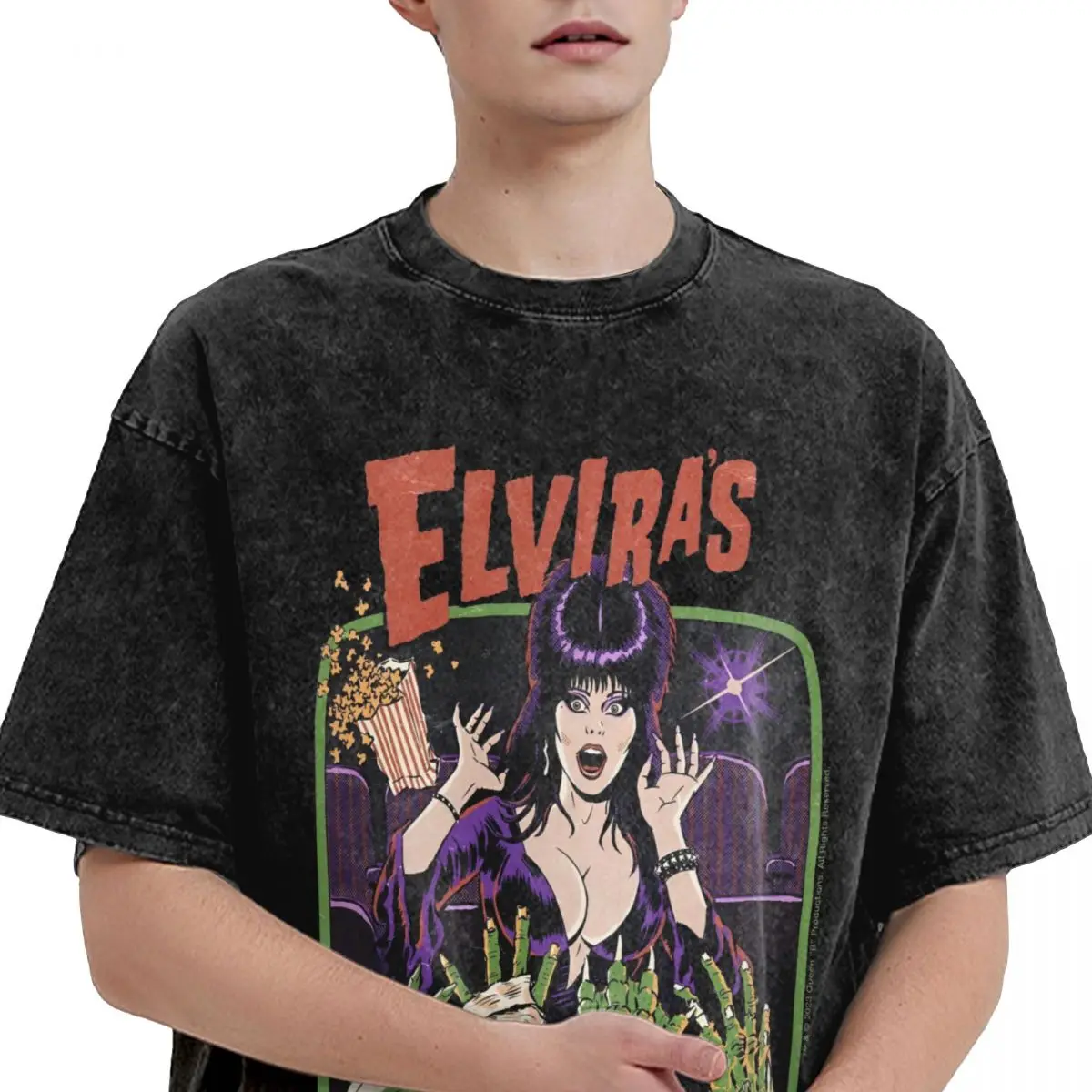 Elviras Mistress Of The Dark Movie T Shirt Horror Comedy T-Shirts Short Sleeve Tops Beach Cotton Round Neck Oversized Top Tees