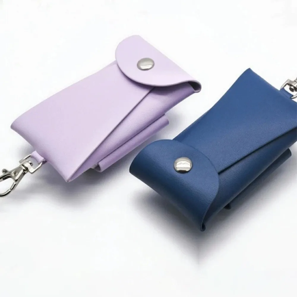Expandable PU Leather Key Case Retractable Buckle Anti-Loss Storage Bag Leather Easy-pull Key Storage Case Key Pouch Storage