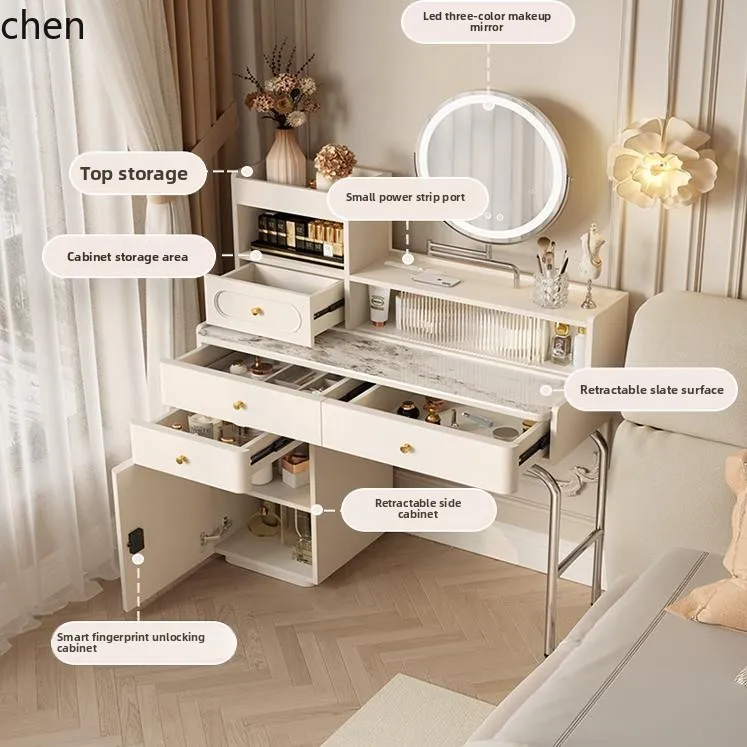 ZML خزانة من الخشب الصلب لغرفة النوم، طاولة مكياج حديثة وبسيطة #2