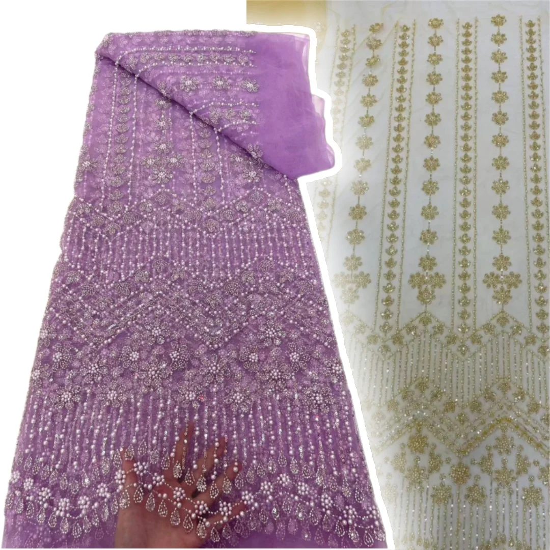 

ГОРЯЧАЯ 20225, высококачественная блестящая тюлевая кружевная ткань с блестками и трубчатыми бусинами, вышивка блестками, французское сетчатое кружево для вечеринки, свадьбы AH993