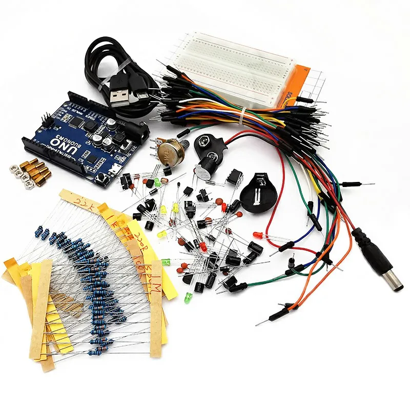 Electronic Project Starter DIY Kit for Arduino Cable wire Resistors Capacitor School Education Lab