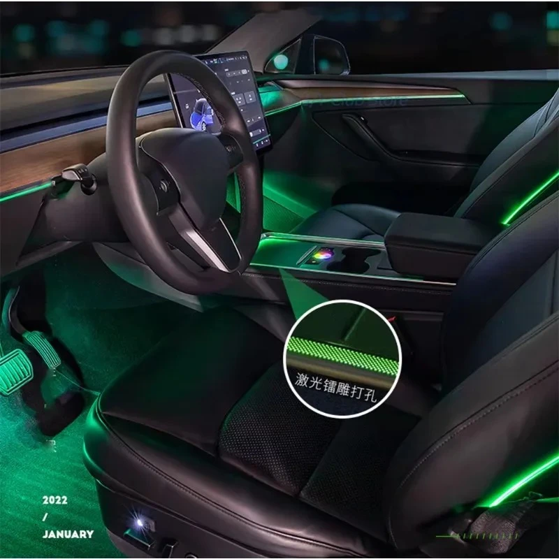 

Laser engraving environmental light 2021-2025 for Tesla Model 3/Ypanel 128 color Model Y 3