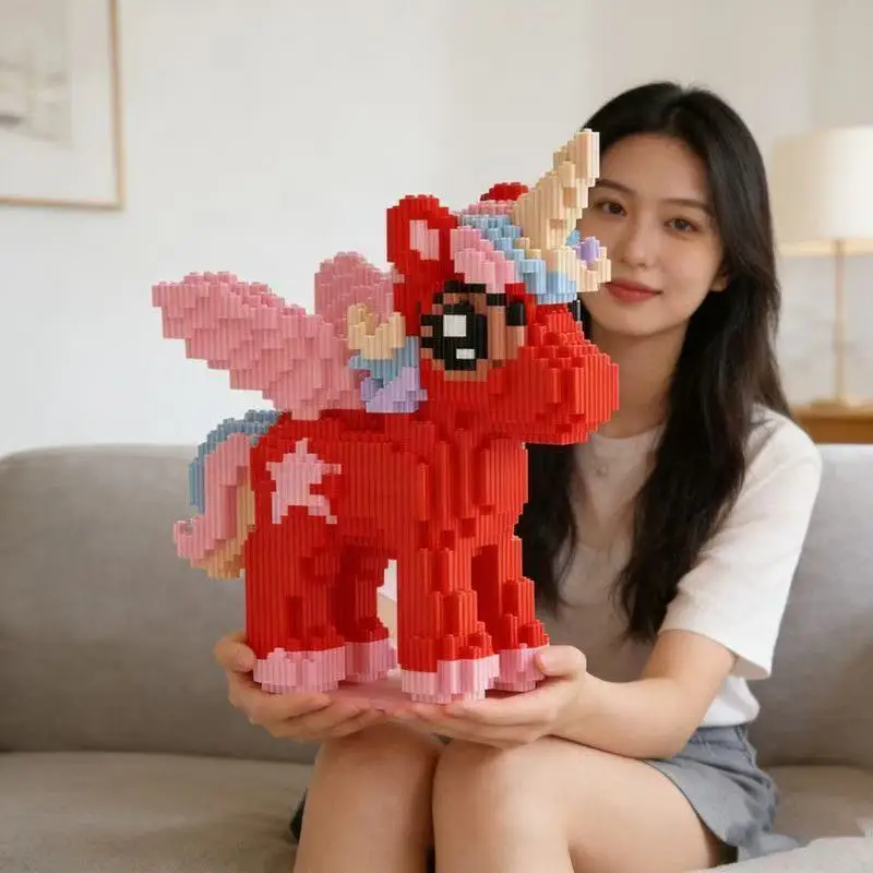 3D Animal Rainbow Unicorn Horse Micro Diamond Building Block Set - Educational 3D Puzzle Kids Girl Perfect Holiday Gift
